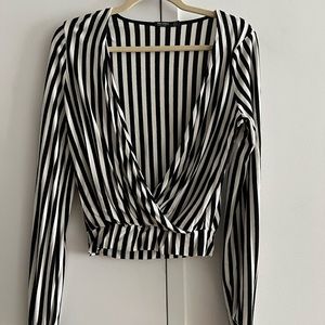 Bershka black and white striped long sleeve top size M